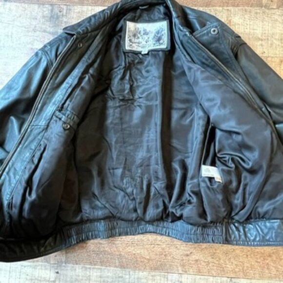Luis Alvear Made for Brass Rail Vintage Black Leather Bomber Jacket Men's Small - Picture 6 of 9